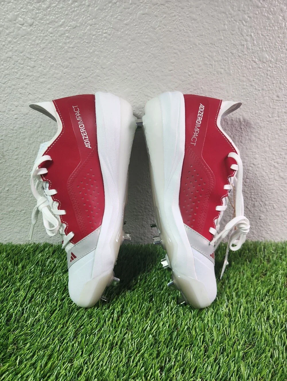 adidas Adizero Impact Baseball Cleats White Black Power Red Men Size 6.5/ IF8500 - Picture 4 of 10